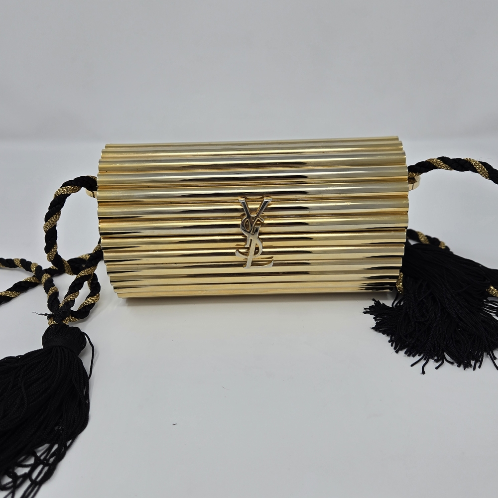 Saint Laurent RARE YSL Yves Opium Minaudiere Gold Bag Purse Clutch Vintage - Picture 3 of 17
